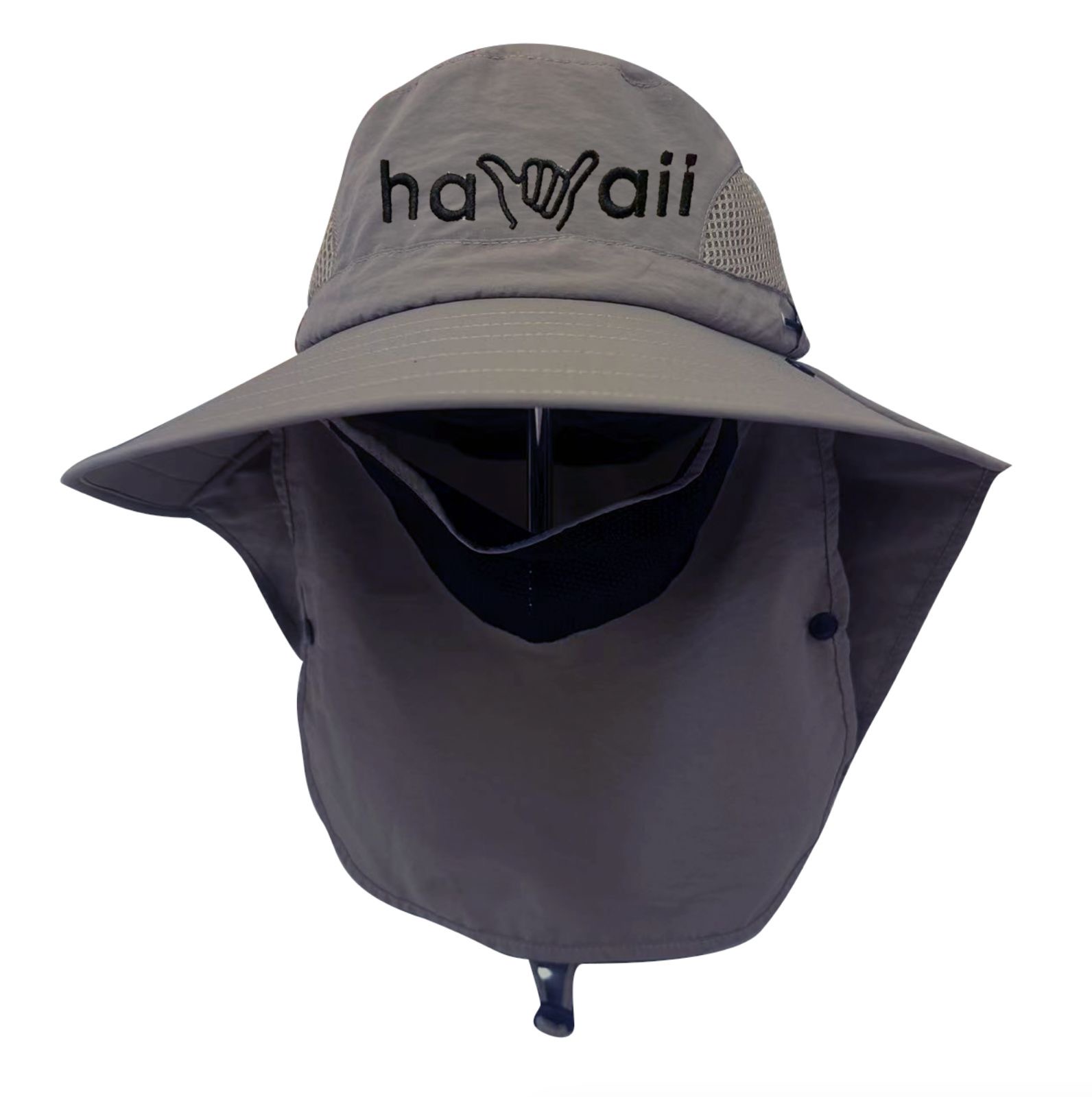 "Hawaii" Shaka Grey Dry Fit Ranger Hat w/ Back Cover, MOQ-6/pk